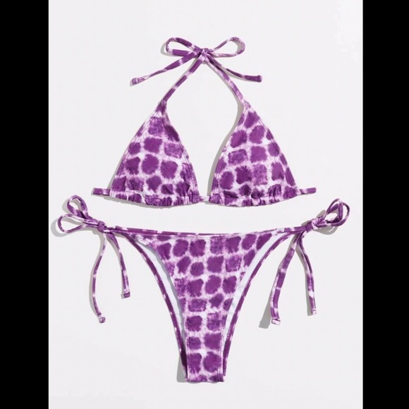 Purple, Tie-Dye Spots, Bikini Set - Picture 2 of 6